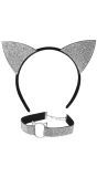 Katten Oren Accessoire Set met Halsband Zilver