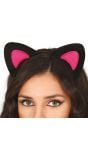 Kattenoren Hoofdband Zwart Roze