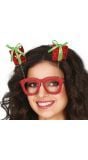 Kerstbril met pailletten en cadeautje