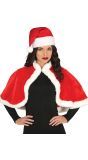 Kerstvrouw cape rood kerstmis