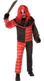 Killer Clown Heren Halloween Kostuum Rood Zwarte Ruiten