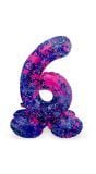 Kleine Paint Splash Cijfer 6 Staande Folieballon