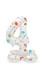 Kleine party print cijfer 4 staande folieballon