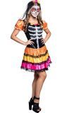 Kleurige Dia de Los Muertos Jurkje Tiener