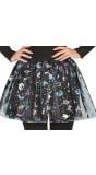 Kleurrijke tutu met halloweenfiguren dames 40 cm