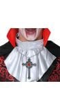 Kruis met rode edelsteen ketting 12 cm