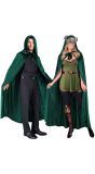 Lange Groene Middeleeuwse Mantel met Capuchon