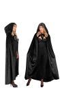 Lange Zwarte Middeleeuwse Mantel met Capuchon