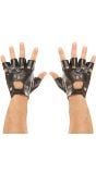 Lederlook biker handschoenen