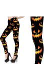Legging dames zwart halloween neon pompoen