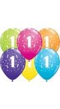 Meerkleurige 1 jaar ballonnen 25 stuks