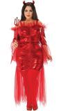Metallic Duivel Outfit Vrouwen Rood