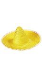 Mexicaanse sombrero geel met pompoms