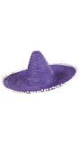 Mexicaanse Sombrero Paars met Pompoms