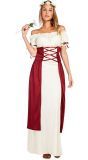 Middeleeuwse Feestjurk Dames Wit en Rood