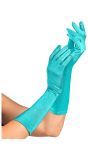 Middellange satijnen handschoenen azuur blauw
