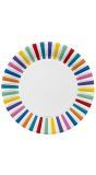 Multicolorstreep pop feestbordjes 8 stuks