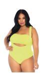 Neon gele plus size 2 delige bodysuit