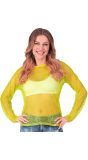 Neon Gele Vrouwen Visnet Tanktop 80s
