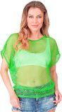 Neon Groene 80s Vrouwen Carnaval Visnet Shirt