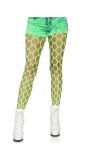 Neon groene visnet panty met grote gaten