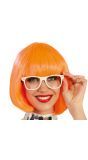 Neon oranje korte pruik vrouw