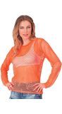 Neon Oranje Vrouwen Visnet Tanktop 80s