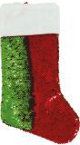 Omkeerbare kerstsok met pailletten rood groen