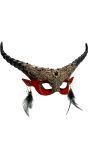 Oogmasker Hoorns Demoon Rood Goud met Oorbellen