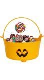 Oranje pompoen snoepketel met hendel 24 x 23 x 15 cm halloween