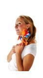 Oranje Rood Wit Blauw bloem oorbellen