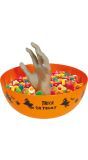 Oranje snoepkom met uitstekende hand 25 cm halloween