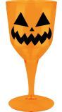 Oranje wijnkelk pompoen plastic 9 x 19 cm halloween
