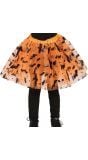 Oranje/zwarte tutu vleermuis kind 30 cm halloween