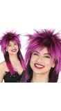 Paarse 80's Rock Pruik Vrouwen