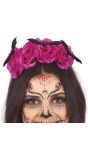 Paarse bloemen en vleermuis diadeem halloween
