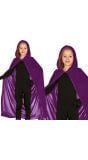 Paarse cape met capuchon kind 100cm