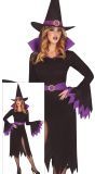 Paarse heksen jurk halloween dames
