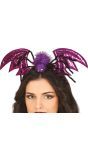 Paarse spin met vleugels diadeem halloween