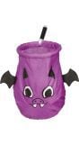 Paarse vleermuis snoepzak met stok halloween