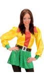 Pailletten blouse dames rood/geel/groen