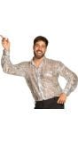 Pailletten Disco Blouse Heren Zilver