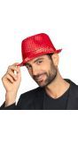 Pailletten fedora rood