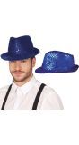 Pailletten hoed gangster blauw
