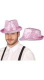 Pailletten hoed gangster roze