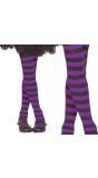 Panty meisjes paars/zwart gestreept