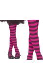 Panty meisjes roze/zwart gestreept