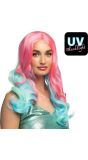 Pastelkleurige Zeemeermin Pruik Roze Blauw Lang Krullend