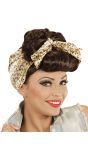 Pin-Up Pruik Bruin met Hoofddoek