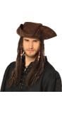 Piratenhoed bruin met dreadlocks